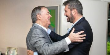La foto que faltaba: Tinelli fue recibido por Schiaretti en el Panal