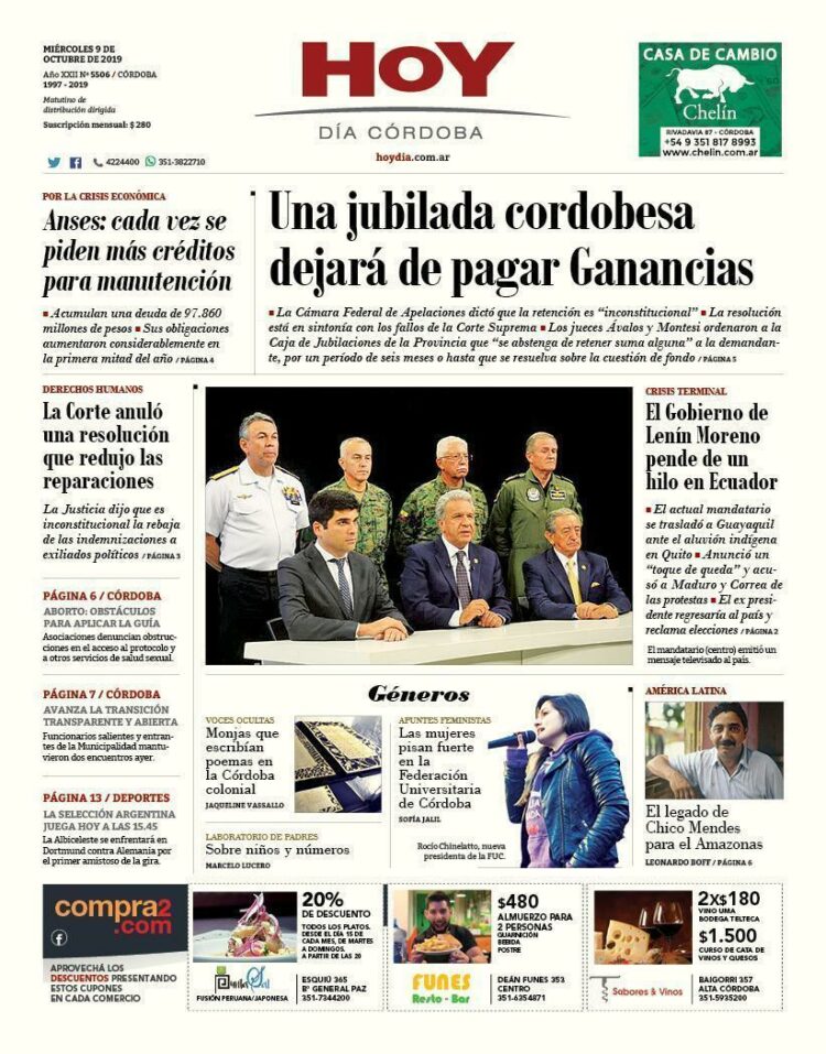 La tapa del miércoles 9 de octubre