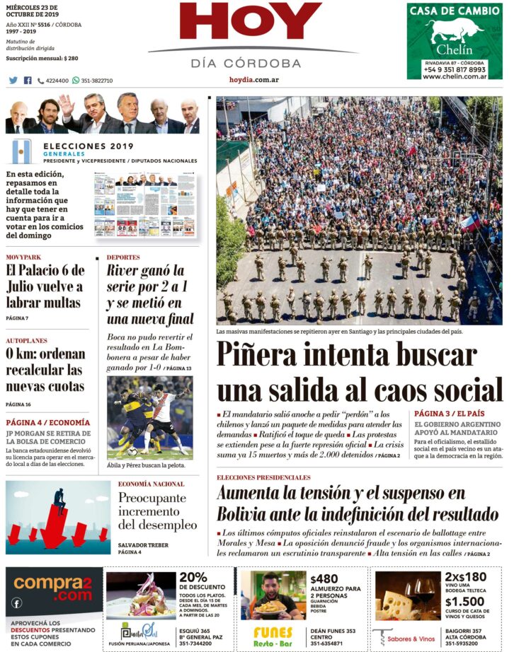 La tapa del miércoles 23 de octubre