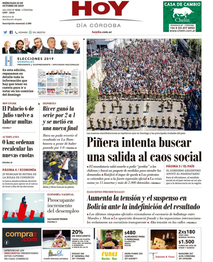 La tapa del miércoles 23 de octubre