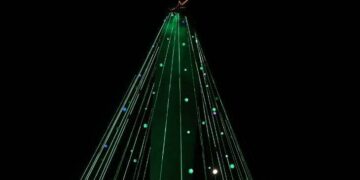 Encendieron el tradicional árbol navideño