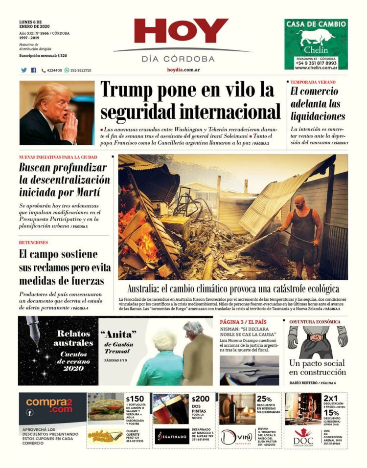 La tapa del lunes 6 de enero de 2020