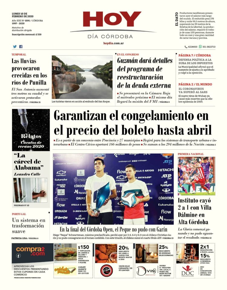 La tapa del lunes 10 de febrero de 2020