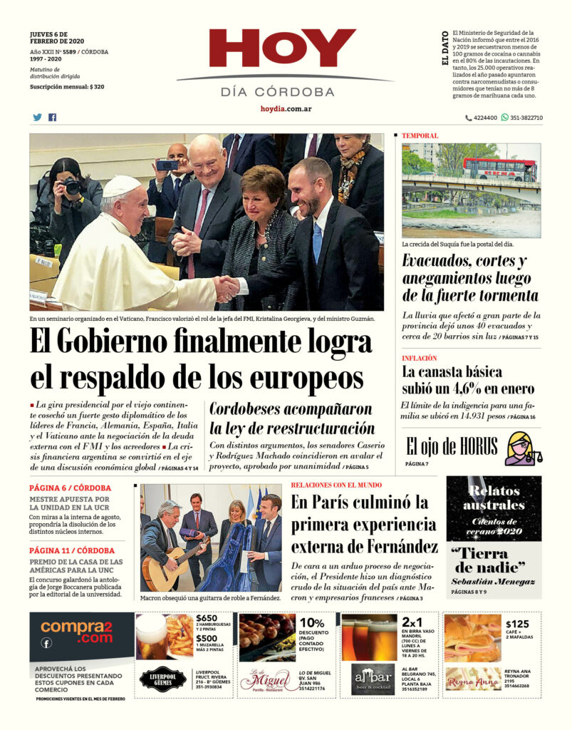 La tapa del jueves 6 de enero de 2020