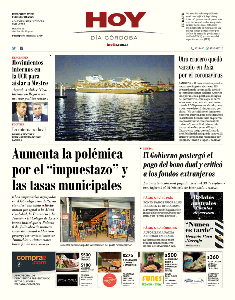 La tapa del miércoles 12 de febrero de 2020