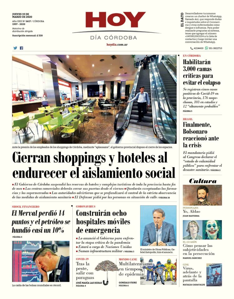 La tapa del jueves 19 de marzo de 2020