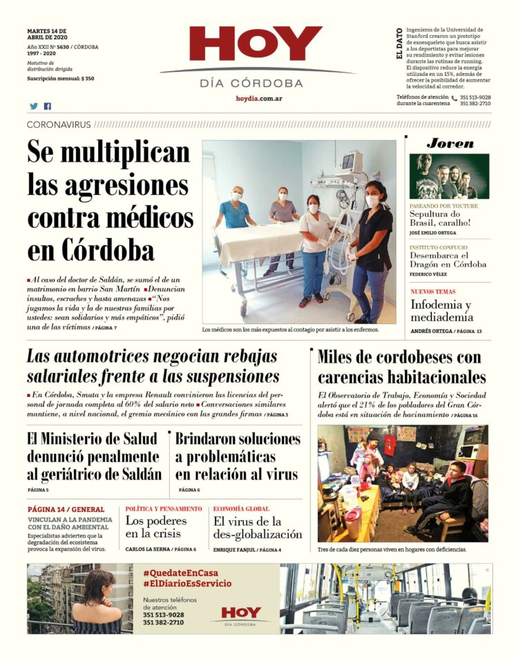 La tapa del martes 14 de abril de 2020