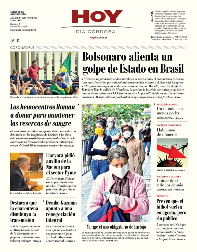 La tapa del lunes 20 de abril de 2020 La tapa del lunes 20 de abril de 2020