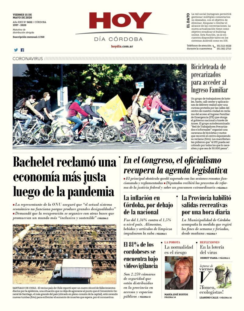 La tapa de este viernes 15 de mayo de 2020
