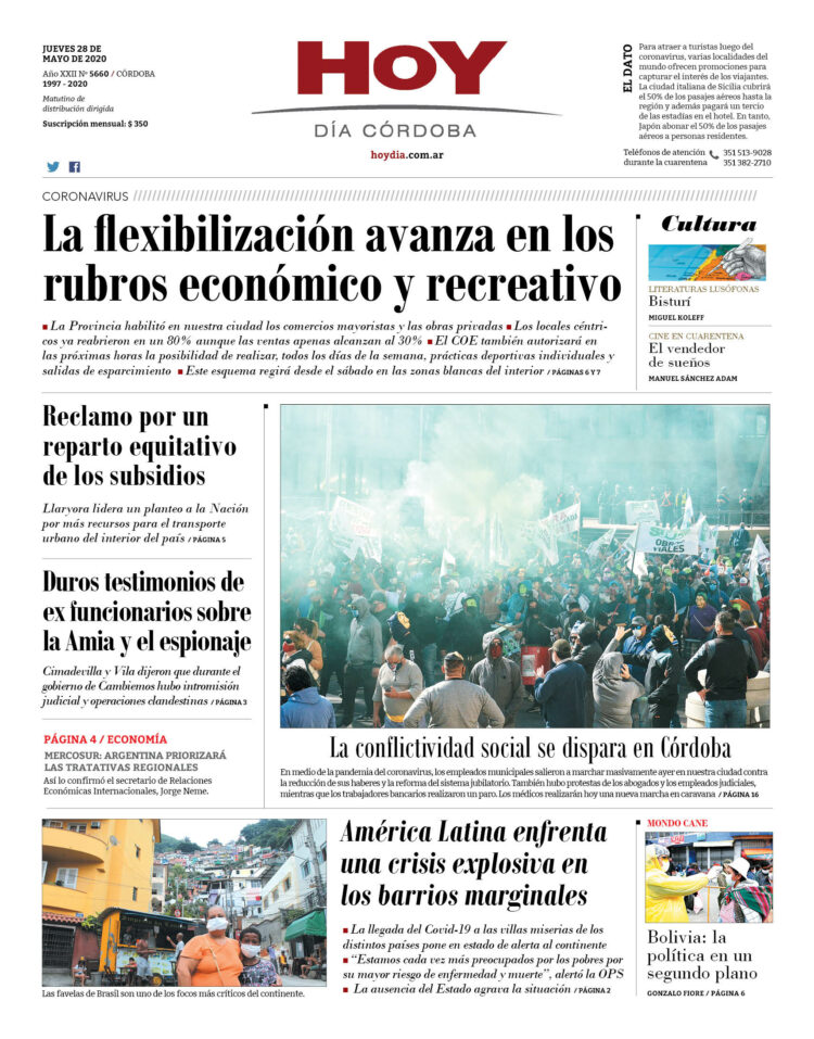 La tapa del jueves 28 de mayo de 2020