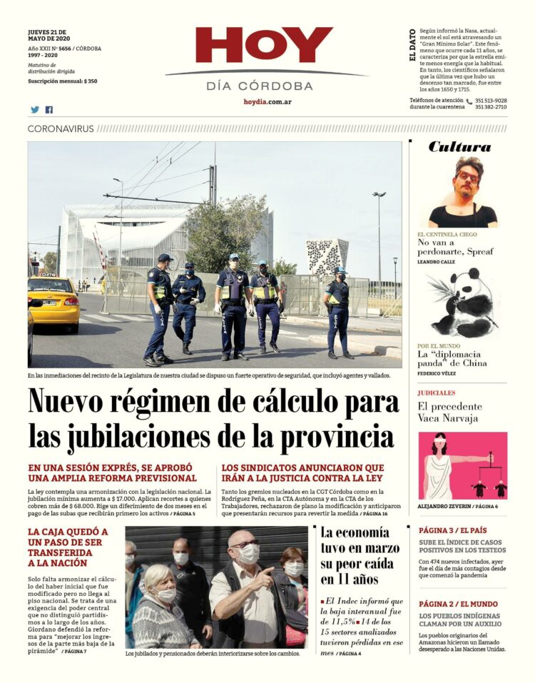 La tapa del jueves 21 de mayo de 2020