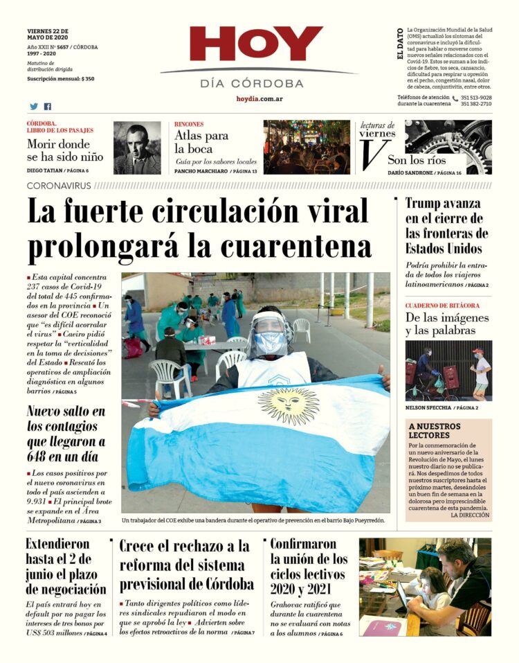 La tapa del viernes 23 de mayo de 2020