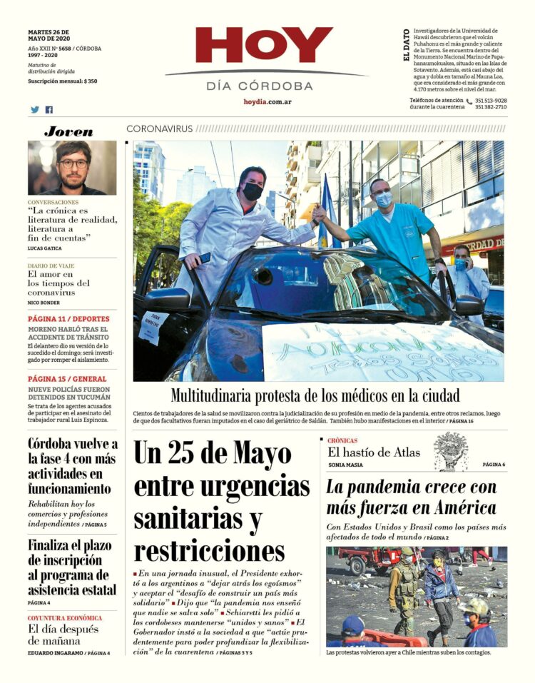 La tapa del martes 26 de mayo de 2020