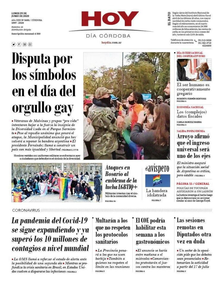 La tapa del lunes 29 de junio de 2020