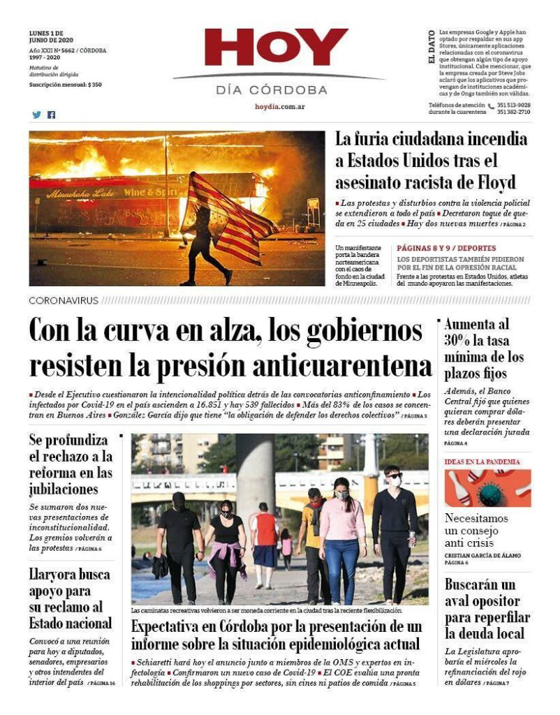 La tapa del lunes 1° de junio de 2020 La tapa del lunes 1° de junio de 2020