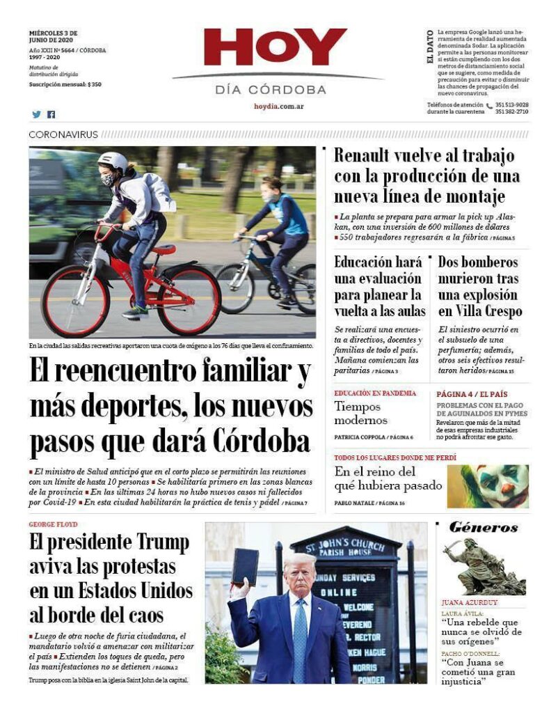 La tapa del miércoles 3 de junio de 2020 La tapa del miércoles 3 de junio de 2020