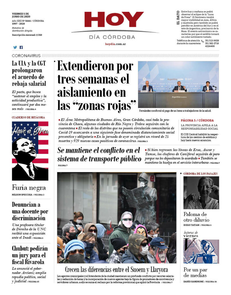 La tapa del viernes 5 de junio de 2020