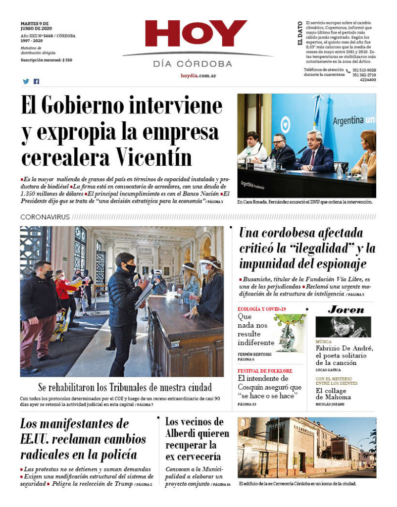 La tapa de este martes 9 de junio de 2020 La tapa de este martes 9 de junio de 2020