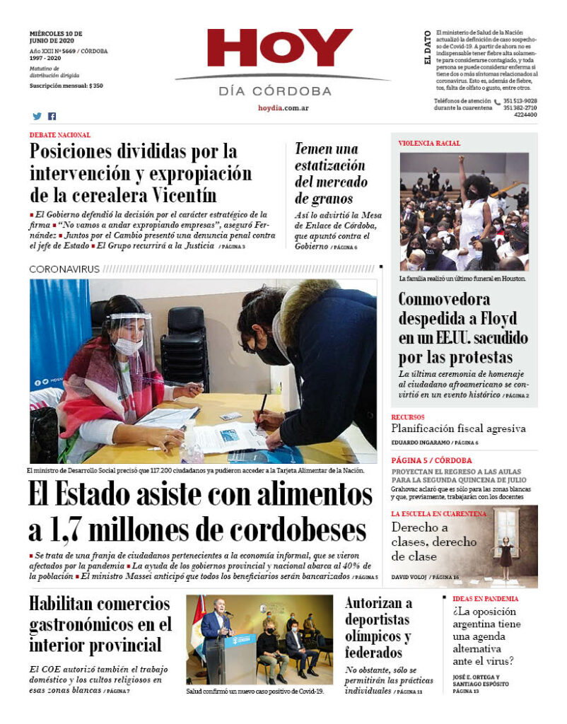 La tapa del miércoles 10 de junio de 2020 La tapa del miércoles 10 de junio de 2020