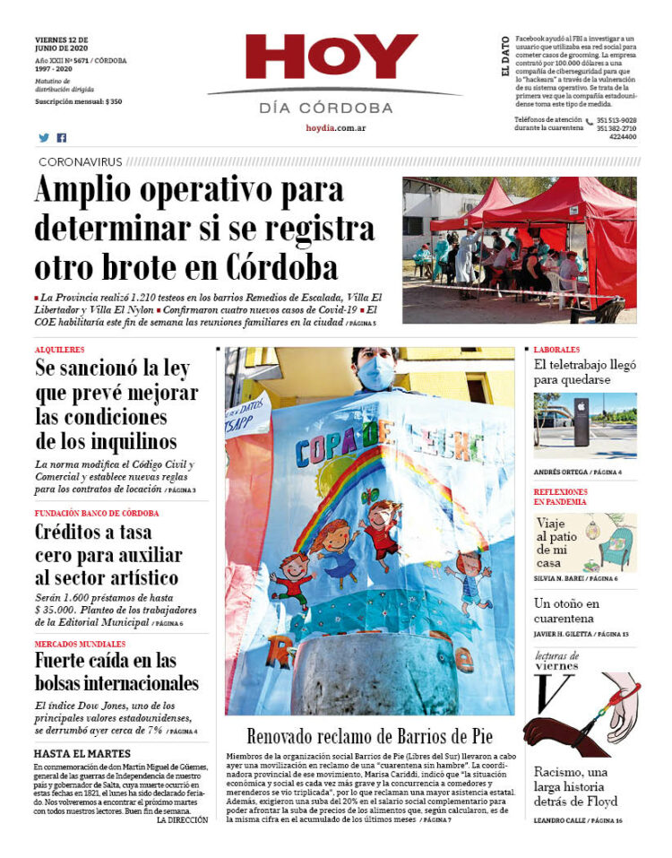 La tapa del viernes 12 de junio de 2020