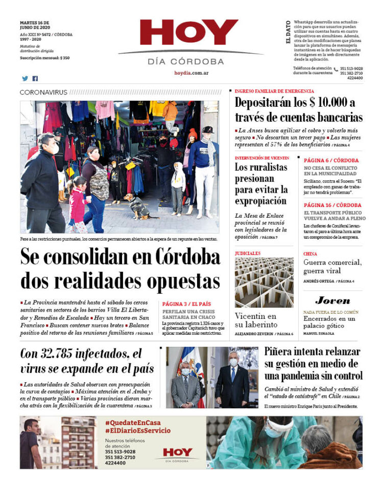 La tapa del martes 16 de junio de 2020