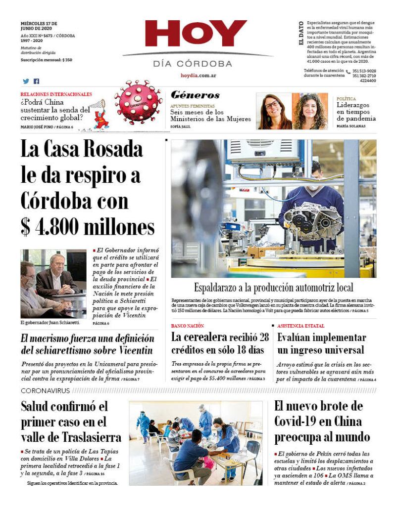 La tapa de este miércoles 17 de junio de 2020 La tapa de este miércoles 17 de junio de 2020