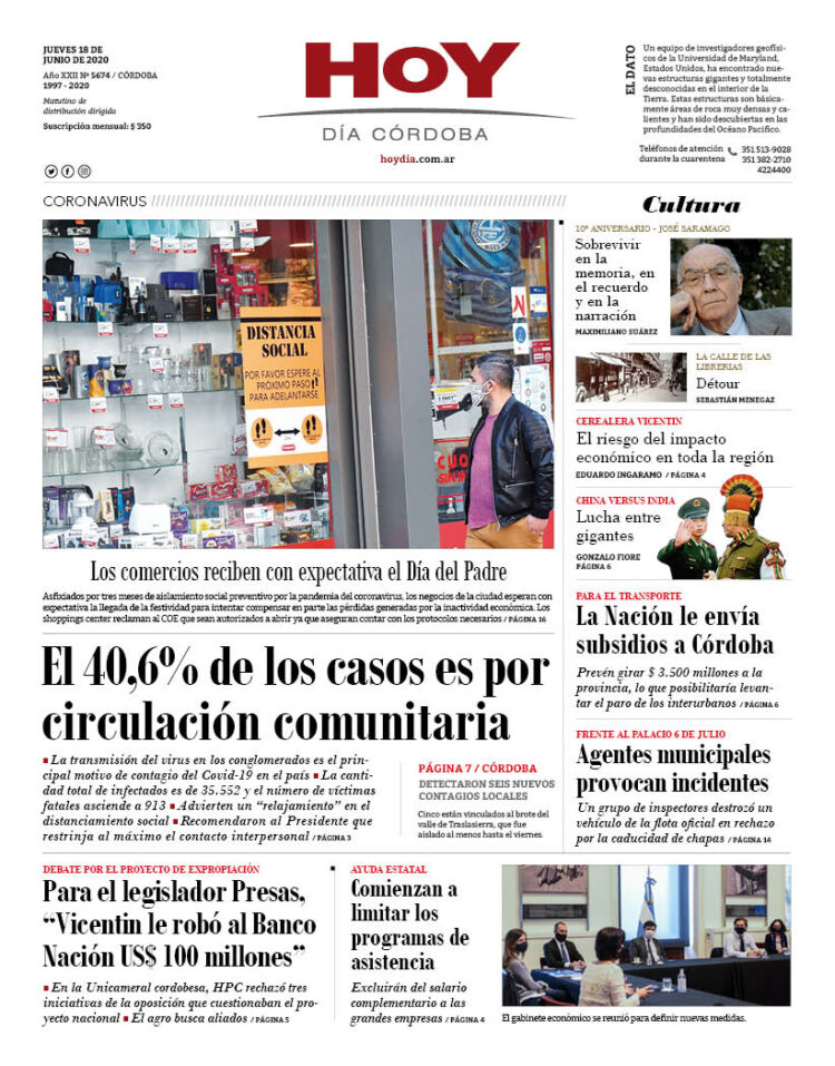 La tapa del jueves 18 de junio de 2020