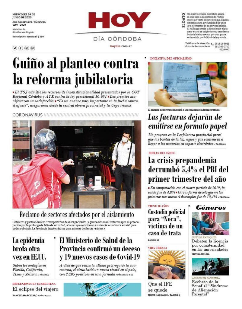 La tapa del miércoles 24 de junio de 2020 La tapa del miércoles 24 de junio de 2020