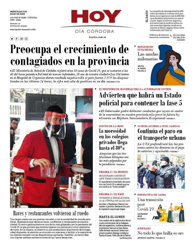 La tapa del miércoles 8 de julio de 2020