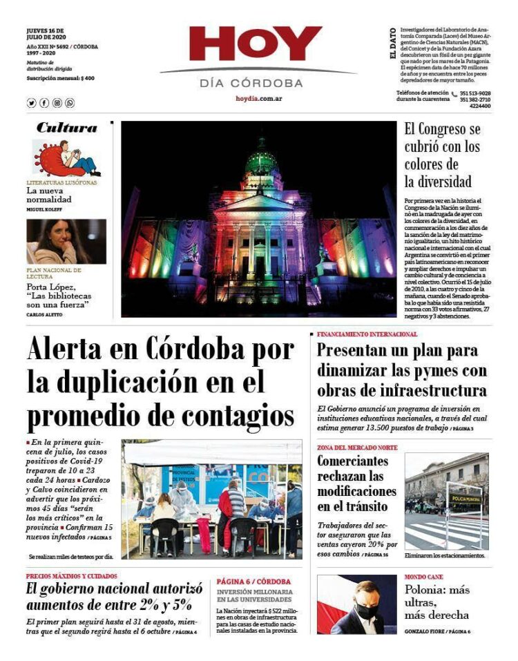 La tapa del jueves 16 de julio de 2020