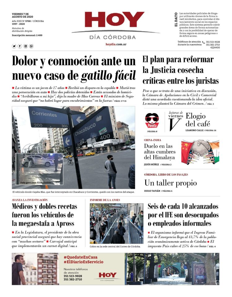 La tapa del viernes 7 de agosto de 2020