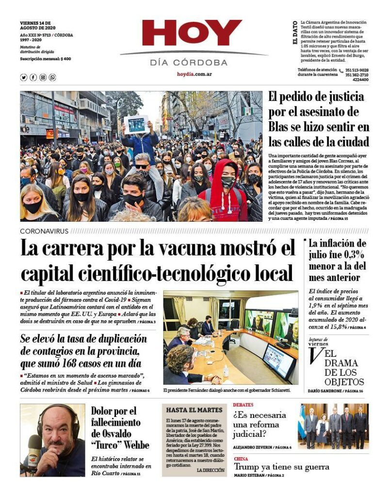 La tapa del viernes 14 de agosto de 2020