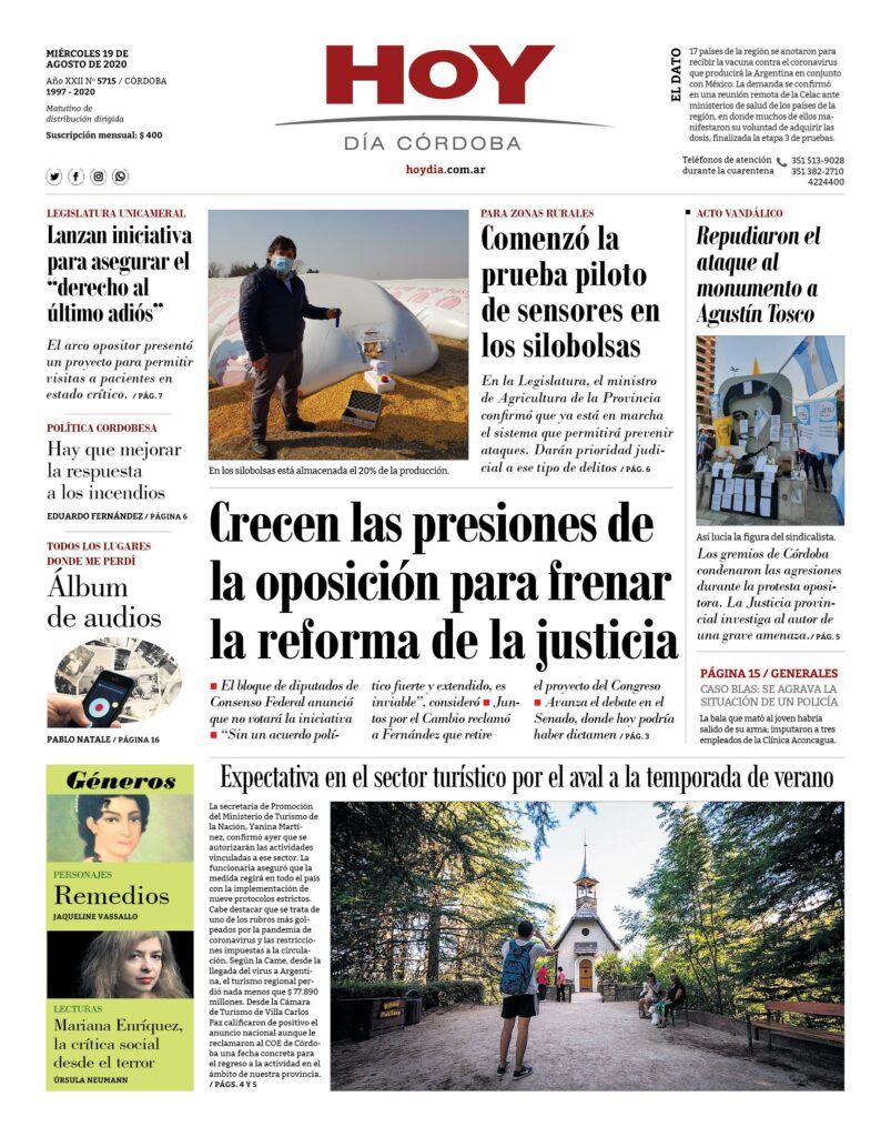 La tapa del miércoles 18 de agosto de 2020 La tapa del miércoles 18 de agosto de 2020