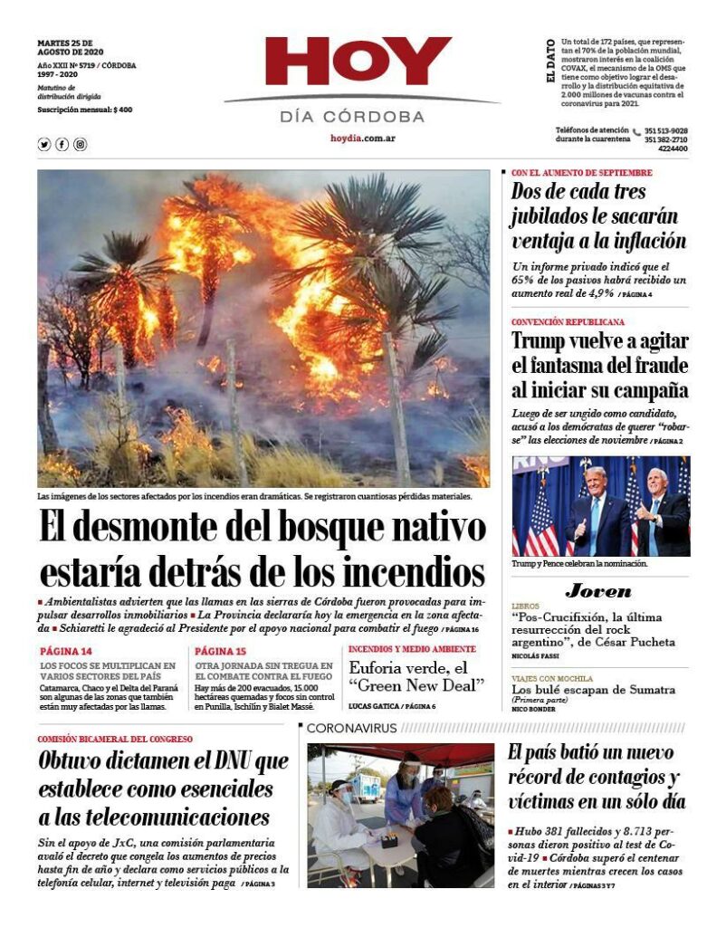 La tapa del martes 25 de agosto de 2020