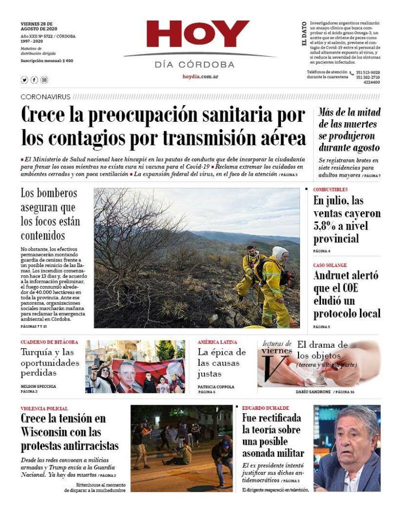 La tapa del viernes 28 de agosto de 2020