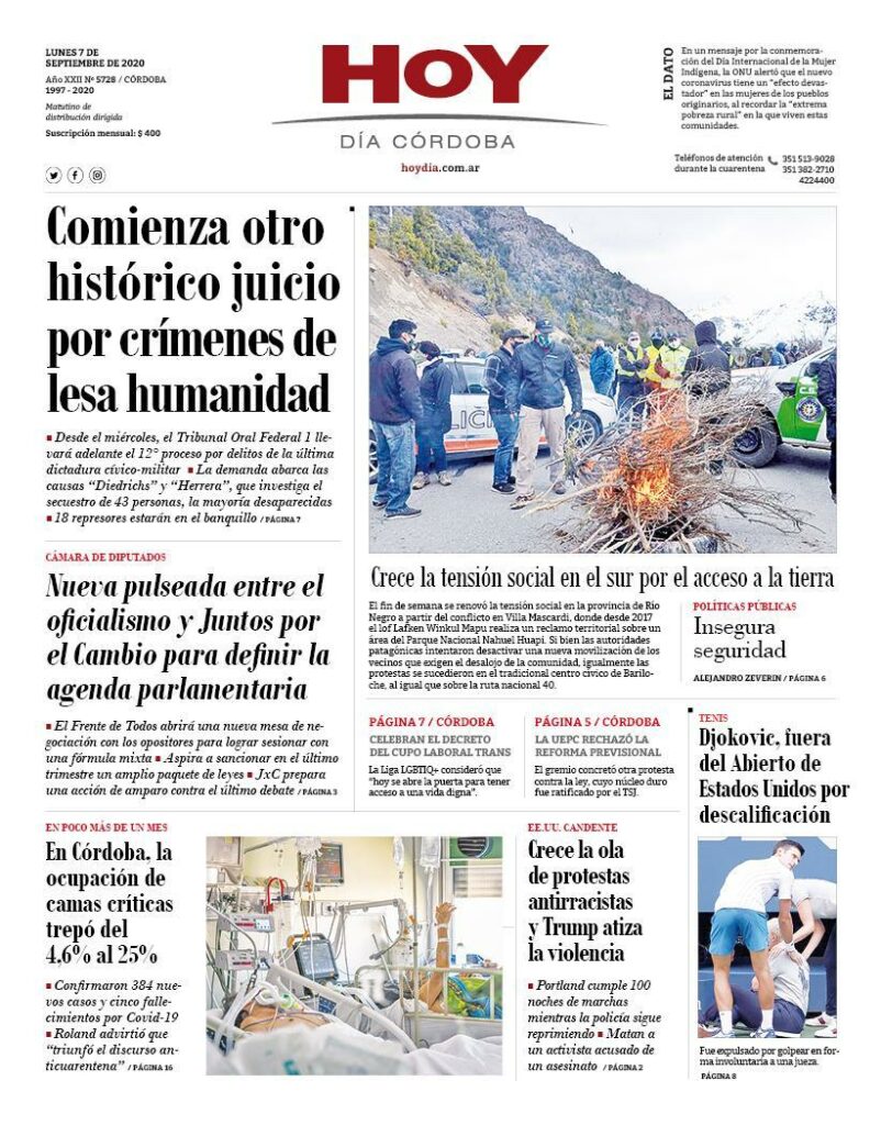 La tapa del lunes 9 de septiembre de 2020