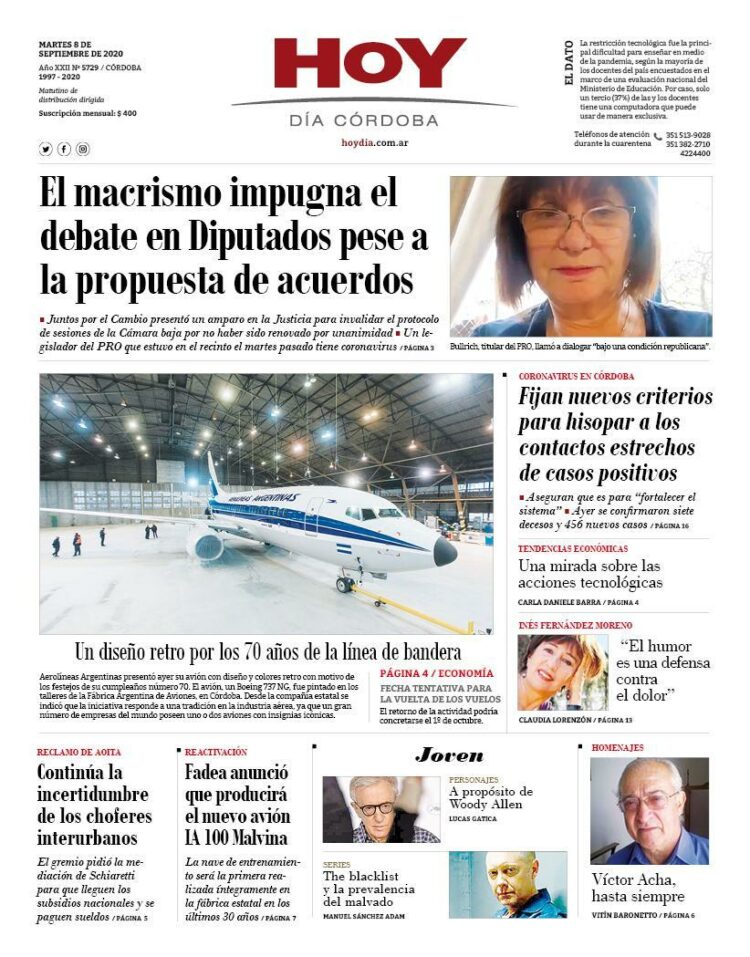 La tapa del martes 8 de septiembre de 2020