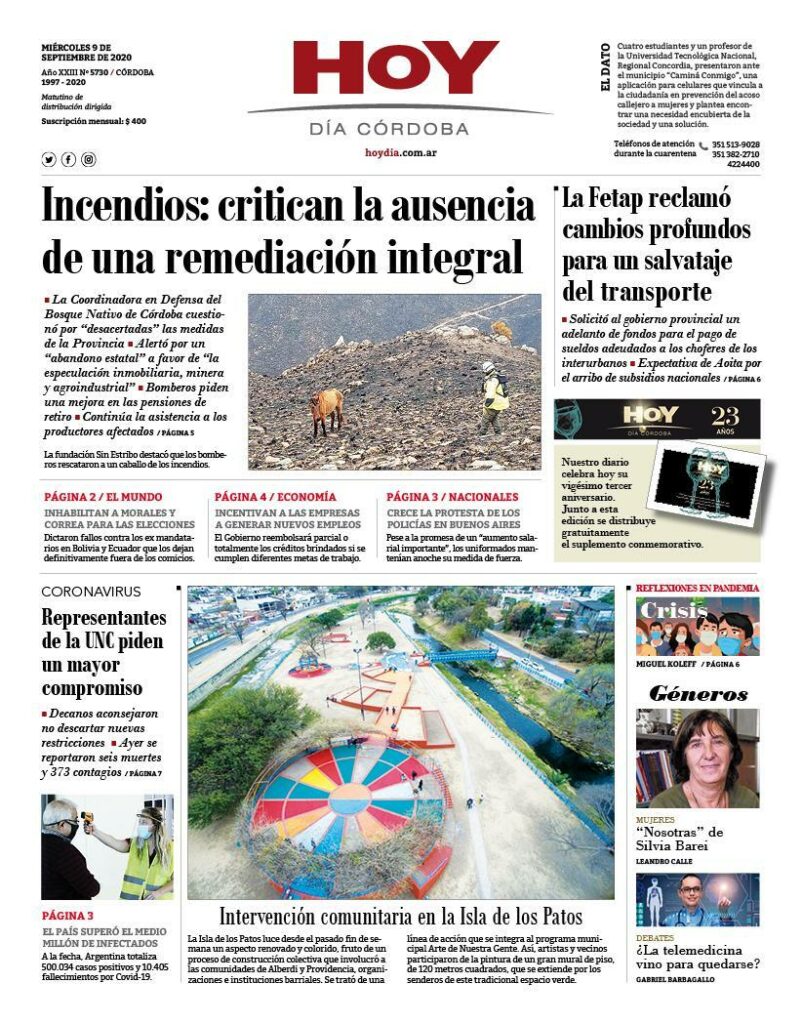 La tapa del miércoles 9 de septiembre de 2020 La tapa del miércoles 9 de septiembre de 2020