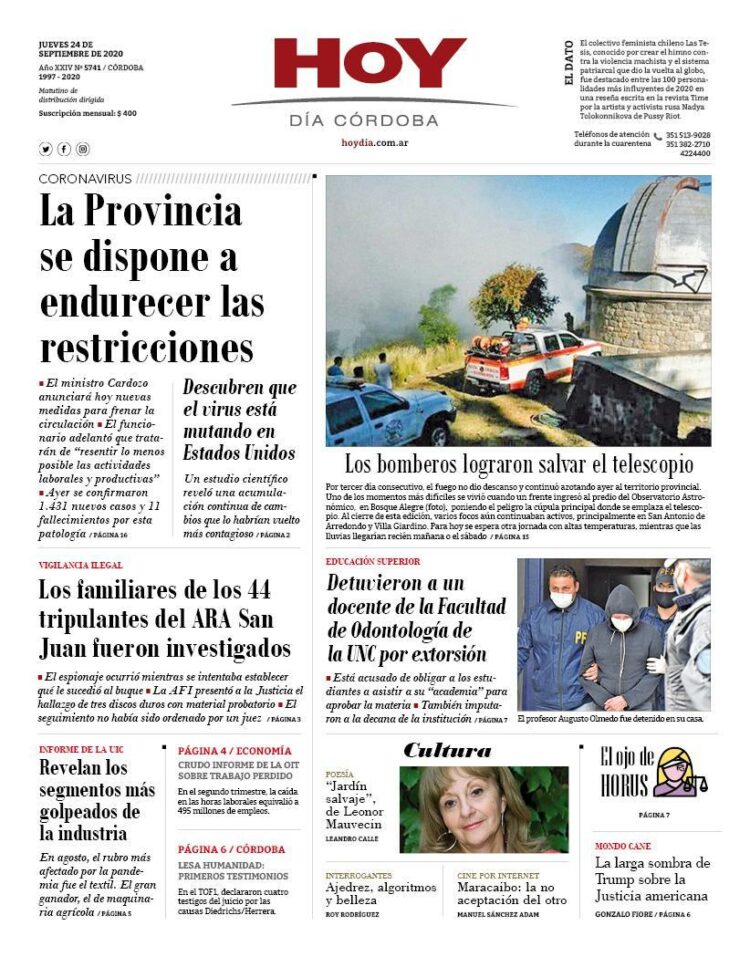 La tapa del jueves 24 de septiembre de 2020