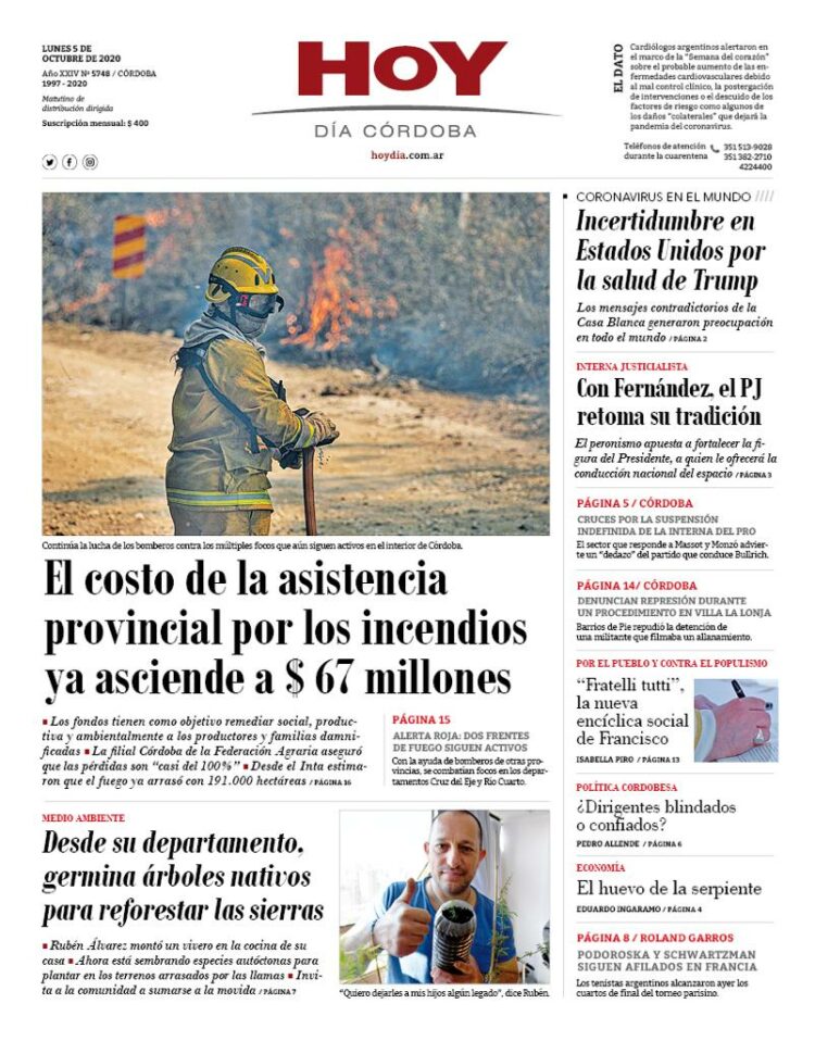 La tapa del lunes 5 de octubre de 2020