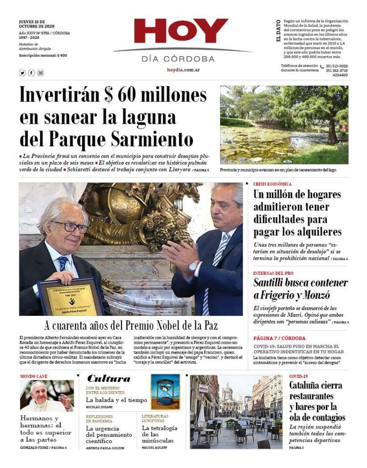 La tapa del jueves 15 de octubre de 2020