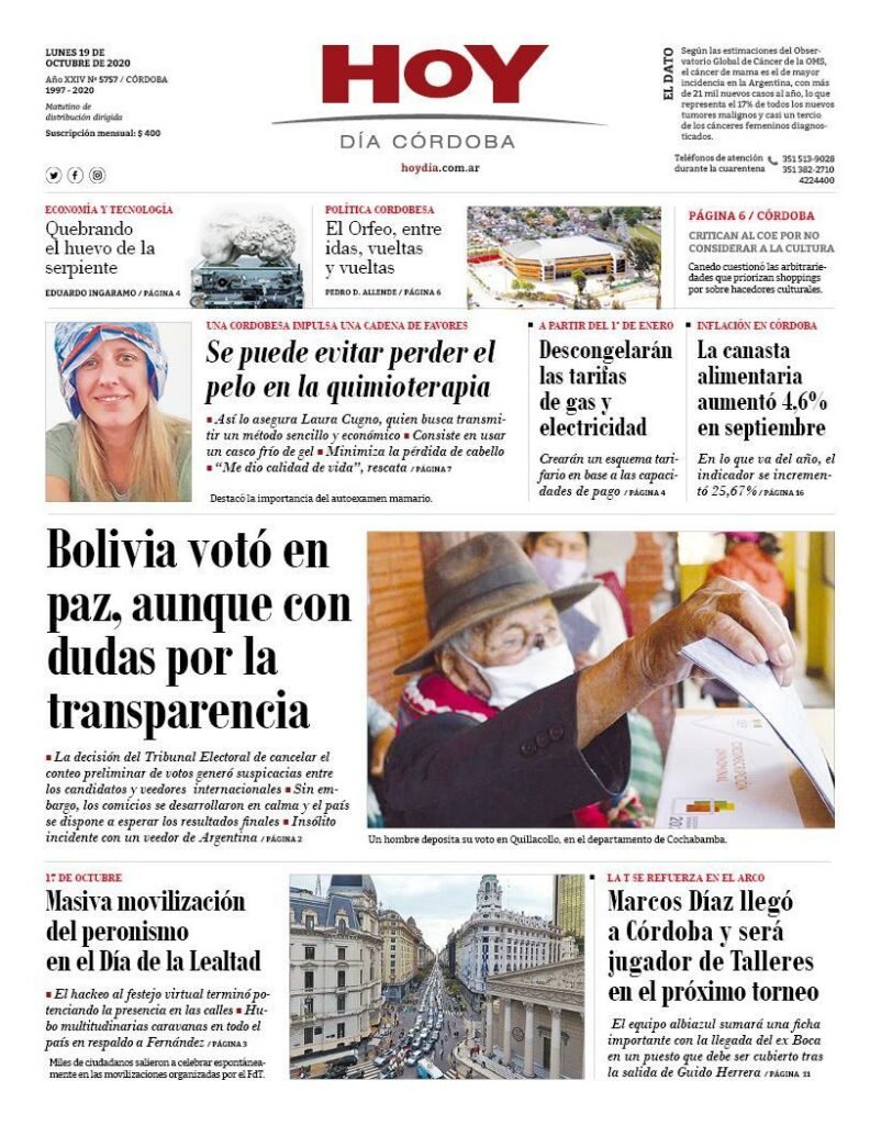 La tapa del lunes 19 de octubre de 2020 La tapa del lunes 19 de octubre de 2020