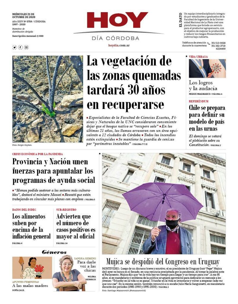 La tapa del miércoles 21 de octubre de 2020 La tapa del miércoles 21 de octubre de 2020
