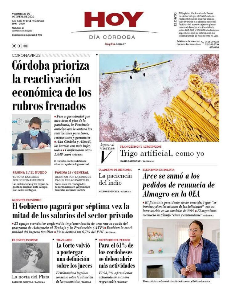 La tapa del viernes 23 de octubre de 2020