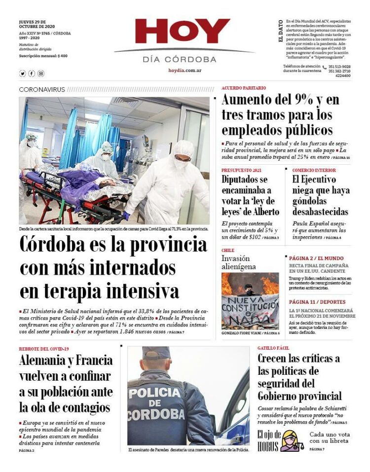 La tapa del jueves 29 de octubre de 2020