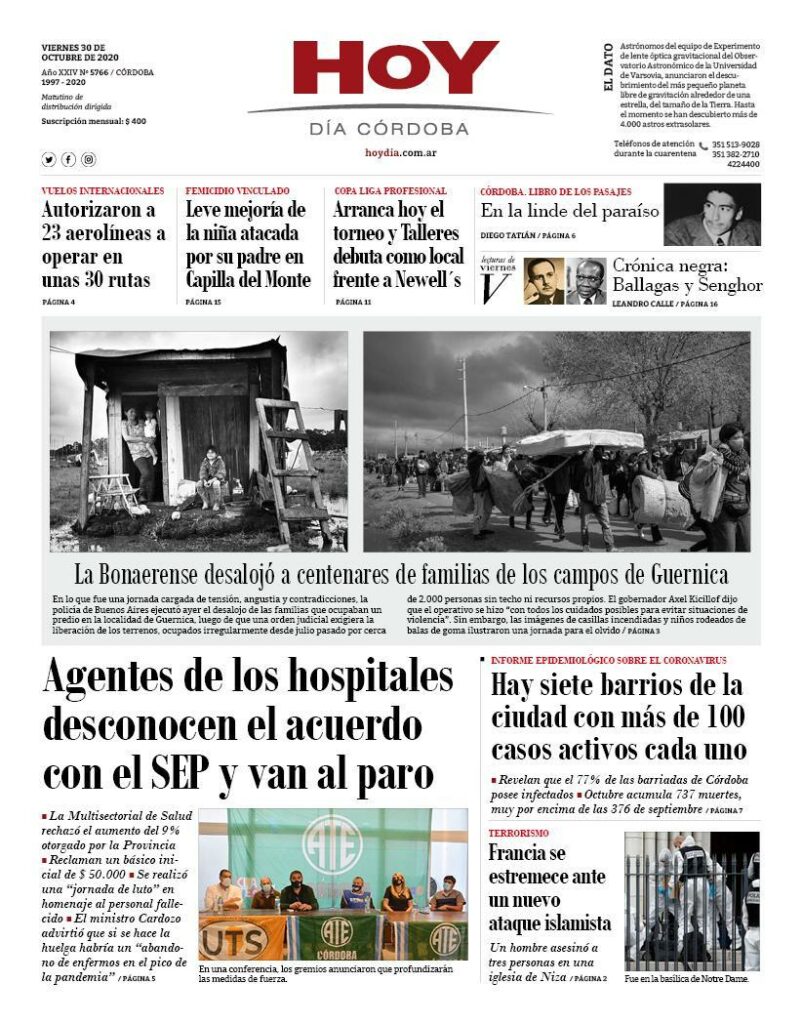 La tapa del viernes 30 de octubre de 2020 La tapa del viernes 30 de octubre de 2020