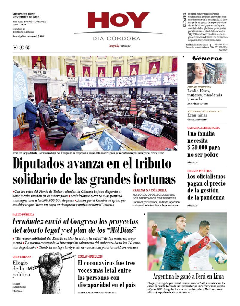 La tapa del miércoles 18 de noviembre de 202 La tapa del miércoles 18 de noviembre de 202
