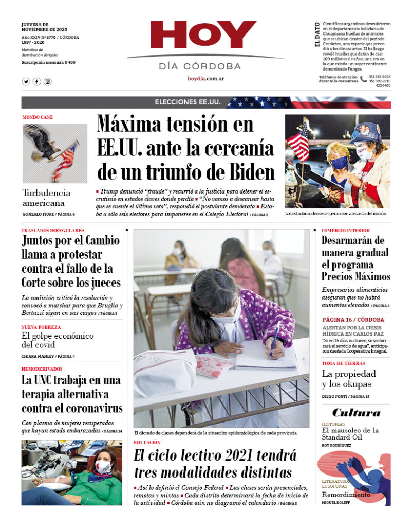 La tapa del jueves 5 de noviembre de 2020