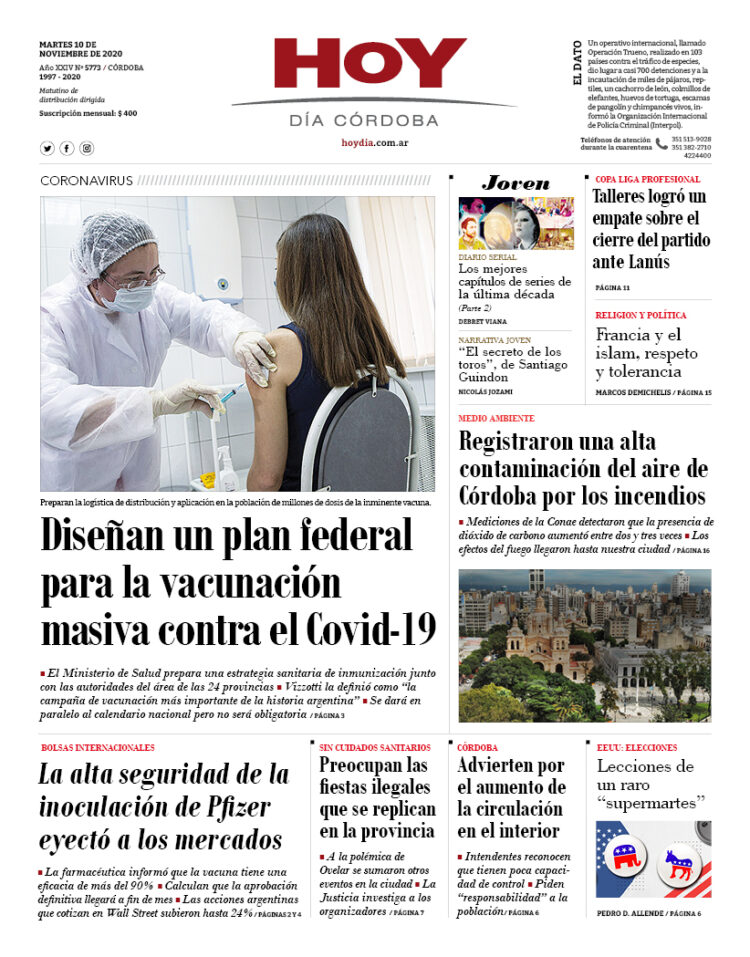 La tapa del martes 10 de noviembre de 2020