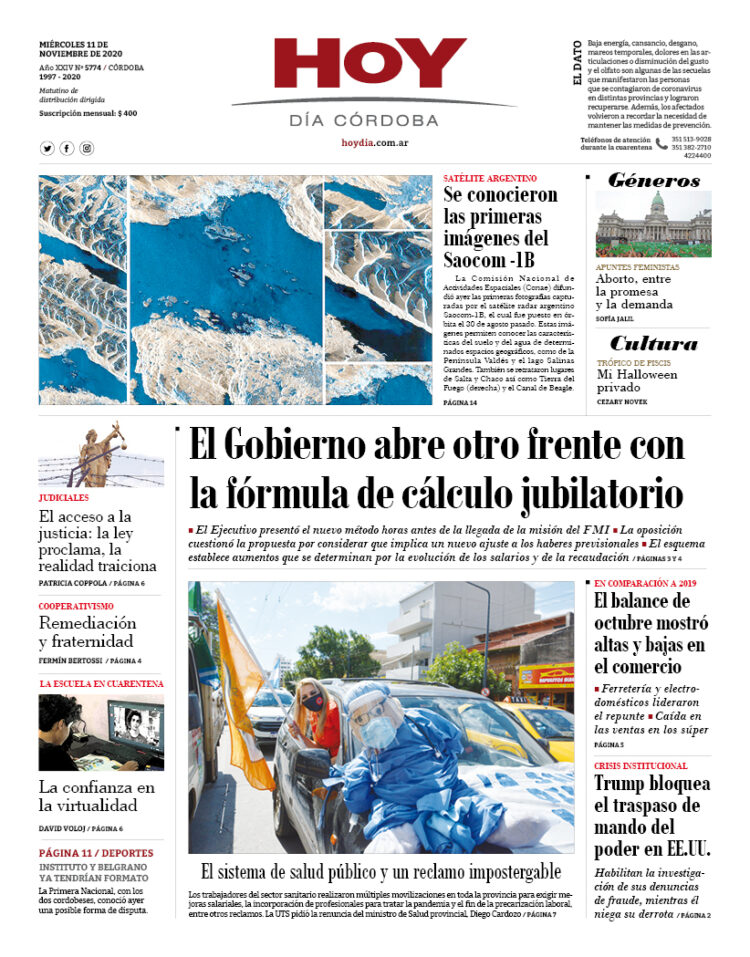 La tapa del miércoles 11 de noviembre de 2020